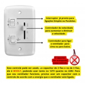 Controle p/vent.teto 2 teclas + regulador br cod.500