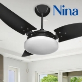 VENTILADOR TETO NINA 127V BRANCO/BRANCO VENTEX (1606) - VENTILADOR TETO NINA 127V PRETO/PRETO VENTEX (1604)