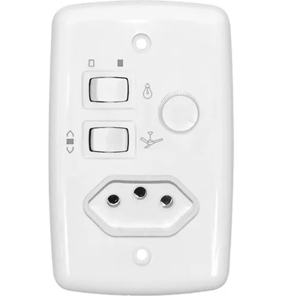Controle p/vent.teto c/dimer + tomada cod 307